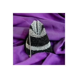Pochette lucida con striscia nera-grigia metallizzata