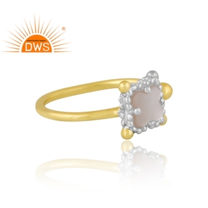 Best Design Brass 18K Gold Plated Natural Mother Of <b>Pearl</b> Gemstone <b>Ring</b> Custom Design Jewelry Supplier - Product Image 4
