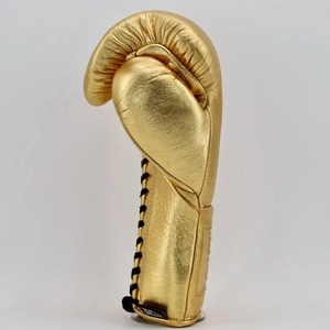 Guantes de Boxeo Profesionales de Cuero de 8oz, Cierre de Velcro, Color Dorado Metálico, Secado Rápido y Transpirables para Entrenamiento - Product Image 4