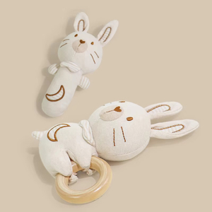 Mềm mại và bền bé hữu cơ bông Rattle Vòng mọc răng đồ chơi nhẹ nhàng cho trẻ sơ sinh 0-1 tuổi - Product Image 2