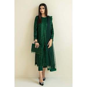 Sheer Embroidered <b>Net</b> <b>Fabric</b> with Sequins SF-386 - Product Image 1
