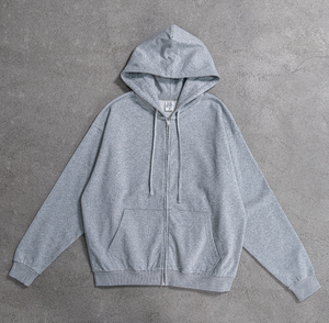 Haute Qualité Coton Épais Draw String Lourd Français Terry Zip Up À Capuche Personnalisé Goutte D'épaule Surdimensionné Hoodies - Product Image 3