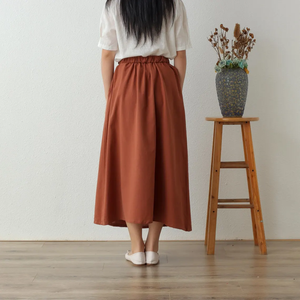 กระโปรงแม็กซี่เอวยางยืดทรงเอแบบจีบสำหรับ100% ลำลองผ้าฝ้ายฤดูร้อนปรับแต่งได้ - Product Image 4