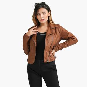 Vêtements décontractés Produit de meilleure qualité Dernier style en couleur marron Vêtements de mode Veste en cuir véritable respirante pour femmes - Product Image 3