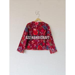 Handmade Quilted Velvet Short Jacket <b>Sweet</b> Style Front Pocket Quick Dry Reversible Breathable Cotton Anti-Wrinkle Printed - Product Image 6