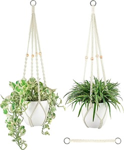 Elegante colgador de plantas de macramé hecho a mano, soporte tejido de algodón, maceta colgante decorativa para sala de estar, dormitorio, Patio - Product Image 5