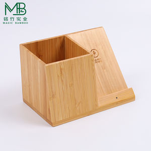 Caja de Almacenamiento de Herramientas de Bambú Personalizada, Soporte Multifuncional para <span class=keywords><strong>Teléfono</strong></span> con Carga Inalámbrica para Escritorio - Product Image 2