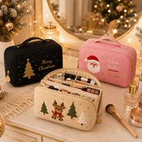 Sac de Voyage Cosmétique Brodé de Noël en Gros Grande Capacité Organisateur de Maquillage Portable pour Femmes Trousse de Toilette OEM ODM
