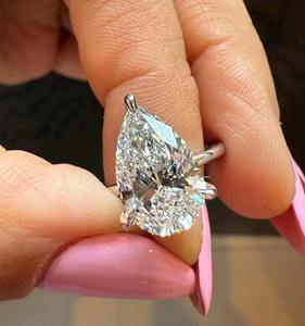Elegant Pear Cut Lab Grown Diamond <b>Ring</b> for Women Engagement Wedding Fine Jewelry Designer Bridal Gift <b>Statement</b> <b>Ring</b> - Product Image 6