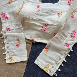 Blusa india con Bordado de hilo de secuencia múltiple de algodón Khadi puro blusa india con Bordado de hilo de secuencia múltiple blusa India pakistaní - Product Image 1