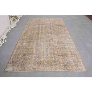 Alfombra tradicional ecológica de lana con diseño de retazos turcos Vintage, Beige, azul, área grande, 5x8,3 pies, comedor rectangular mediano - Product Image 1