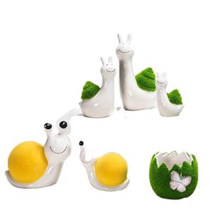 Figura Decorativa de Cerámica con Diseño de <span class=keywords><strong>Caracol</strong></span> y Rana para Decoración del Hogar - Product Image 1