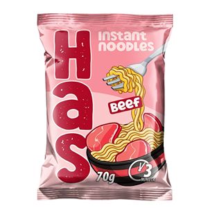 Fideos Instantáneos Fritos con Sabor a Res HAS, Harina de Trigo, Paquete Familiar de 280 g, 18 % de Grasa, Cocción Rápida en 3 Minutos, 12 Meses de Duración, HALAL - Product Image 1