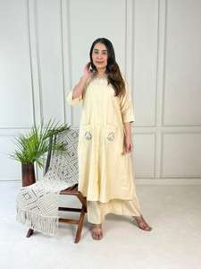 Exclusivo Conjunto de Cordsets Vetican Pocket Work Line para Mujer, Conjuntos de Cordsets Palazzo, Kurtis de Verano de Secado Rápido, Étnicos, para Oficina, Fiesta, Boda - Product Image 5