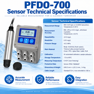 <span class=keywords><strong>FUNEL</strong></span> PFDO700 Analyseur d'oxygène dissous pour traitement de l'eau, fluorescence en eau douce, RS485 Modbus, 0-20 Mg/L, 0-45C - Product Image 4