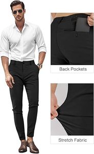 Pantalon Chino Robe Homme Coupe Slim Motif Droit Pantalon Léger Décontracté Taille Moyenne Stretch - Product Image 4