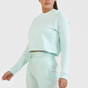 Sudaderas con capucha recortadas con logotipo frontal corto personalizado Calidad profesional Tallas grandes Top corto de invierno con capucha - Product Image 6