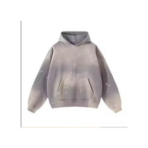 Haute densité strass Vintage coton Premium hommes sweats à capuche soleil délavé thermique gros sweats à capuche en Stock 100% coton tissu - Product Image 2