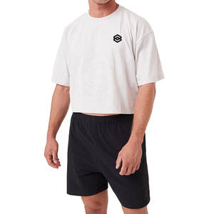 เสื้อครอปผู้ชายแบบยับ สีตามสั่ง ผลิตโดยผู้ผลิตชั้นนำ ขายส่ง ผ้าฝ้ายถัก 100% รับทำโลโก้ตามสั่ง - Product Image 1