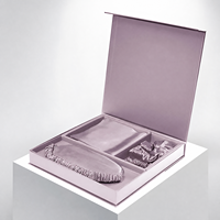 Taie d'oreiller de luxe unie en soie de mûrier 100% pure 22 Momme Grade 6A antistatique, coffret cadeau avec boîte pour la maison et l'hôtellerie, couleur mauve