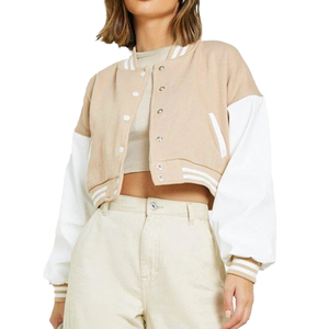 Couleur unie grande taille respirant femmes recadrée université veste Logo personnalisé brodé culture femmes université veste - Product Image 1