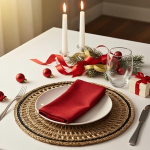 Set de table en jonc de mer naturel, tissé à la main, style rustique, décoration écologique, vente en gros, décoration de Noël et du Nouvel An - Product Image 3