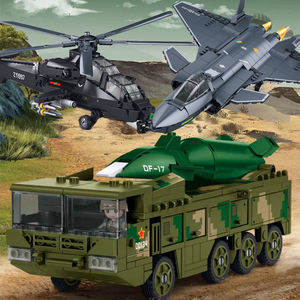 Kit Modello in Plastica di Aereo Militare, Giocattolo Elicottero dell'Esercito, Aereo da Caccia, Lanciamissili Balistico, Set di Costruzioni con Camion - Product Image 5