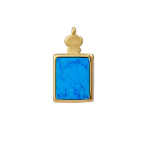 Colgante cuadrado turquesa chapado en oro antideslustre hecho a mano encanto de piedras preciosas naturales para collares y diseño de joyería personalizado - Product Image 2