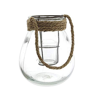 Clear Glass Tea Light Holder With Rope Handle - Product Image 6