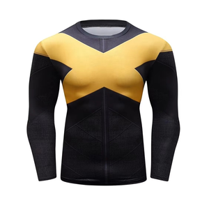 Protector de sarpullido de manga completa con cuello redondo más vendido personalizado para hombres Ropa de compresión transpirable de color de dos tonos personalizada a la venta - Product Image 2