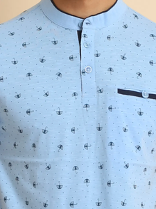 Camiseta con cuello Mandarín de alta calidad, 100% algodón, Media manga, ajuste Regular, diseño único de bolsillo de hueso, cómodo para uso diario - Product Image 3