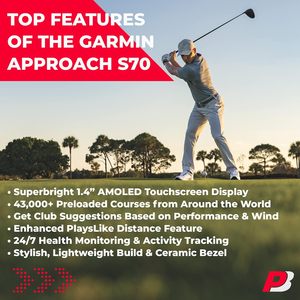 Orologio GPS da Golf con approccio S70 (nero, 47mm) | Smartwatch Premium con Display AMOLED, caddy virtuale e distanza simile a un gioco - Product Image 5