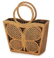 Sac à main en cuir et rotin, mode estivale, sac à bandoulière vintage, cadeau pour elle