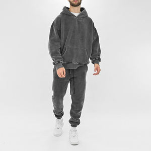 Sweat à capuche en coton doux et lourd lavé à l'acide OEM pour hommes High Street Series Washing Old Sweater Washed Vintage Hoodie - Product Image 6