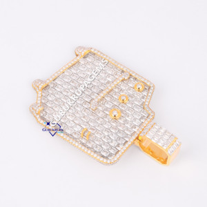 Glamorous Custom 14kt <b>Solid</b> <b>Gold</b> <b>Pendant</b> Iced out Hip Hop Style with Labgrown Brilliant Cut Diamonds VVS Clarity for Unisex - Product Image 4