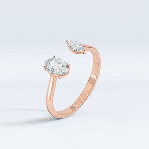 Anillo de diamante ovalado de oro blanco sólido de 10K, joyería de compromiso y boda cultivada en laboratorio certificada GIA para propuestas y regalos - Product Image 5