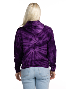 Nouvelle tendance Logo personnalisé femmes Tie Dye à capuche recadrée goutte épaule fermeture éclair haut court sweats à capuche pour l'hiver - Product Image 2