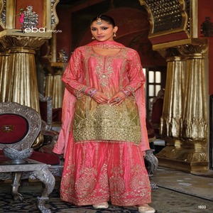 Chinon attrayant avec impression numérique et broderie travail Salwar costume fabricant et fournisseur de Surat au taux le plus bas - Product Image 1