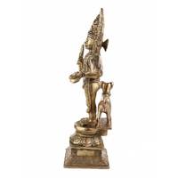 Sculptures en bronze doré indien faites à la main, figurines de Kaal Bhairava, statue, décoration d'intérieur, articles cadeaux, taille : 29 x 11 cm, SNP-780