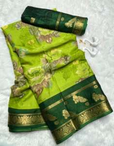 Sari en soie crêpe Primum pour femme avec tissage jacquard et motif Zari Butti sur toute la surface - En stock - Product Image 3