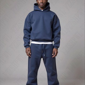 Ensemble de survêtements en polaire pour hommes, pantalons de survêtement baggy avec logo personnalisé et sweat à capuche, survêtement en coton - Product Image 6