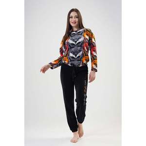 ชุดนอนแขนยาวสำหรับผู้หญิง คอปกผ้าฟลีซ แต่งระบายช่วงเอวและชายเสื้อ - Product Image 6