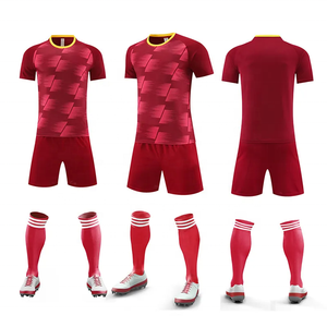 Uniforme de Fútbol Sublimado Personalizado, Estampado Geométrico Azul, Cuello Redondo, Manga Corta, Absorbe la Humedad, Ropa Deportiva para Adultos - Product Image 5