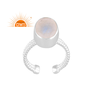 Meilleure vente en argent sterling fin naturel arc-en-ciel lune pierre gemme bague réglable fabricant de bijoux personnalisés - Product Image 1