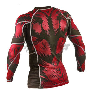 T-shirt Rash Guard MMA à manches longues et protection UV, avec logo personnalisé, haute élasticité, pour hommes, fitness, manches courtes, personnalisable, prix de gros - Product Image 4