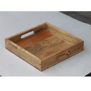 Bandeja redonda de madera hecha a mano impresa con asa Fabricante mayorista Diseño personalizado e impresión de logotipos. - Product Image 6