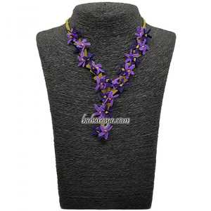 İğne Oyası Bahar Kolye Mor Collar con colgante de moda en color Lila - Product Image 1