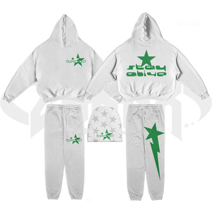 Custom logo 100% Cotton Sweat Suits Two Piece Oversized French Terry Oversized Puff Print Unisex Hoodie Set Tracksuit streetwear - Product Image 4