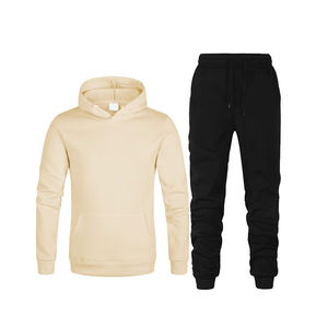 Ensemble de sweats à capuche crème et noir avec logo personnalisé 400G 100% coton molleton lourd Sweat à capuche tendance printemps tie dye pull à capuche - Product Image 1