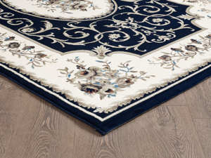 Tapis turc de luxe fait à la machine Laila Navy, qualité supérieure pour salon, fabriqué à Gaziantep. - Product Image 3